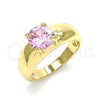 Anillo Multi Piedra 01.284.0043.06 Oro Laminado, con Rosado Zirconia Cubica, Pulido, Tono Dorado (Size 6)