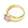 Anillo Multi Piedra 01.284.0043.07 Oro Laminado, con Rosado Zirconia Cubica, Pulido, Tono Dorado (Size 7)