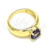 Anillo Multi Piedra 01.284.0043.1.07 Oro Laminado, con Amatista Zirconia Cubica, Pulido, Tono Dorado (Size 7)