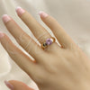 Anillo Multi Piedra 01.284.0043.08 Oro Laminado, con Rosado Zirconia Cubica, Pulido, Tono Dorado (Size 8)