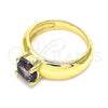 Anillo Multi Piedra 01.284.0043.1.08 Oro Laminado, con Amatista Zirconia Cubica, Pulido, Tono Dorado (Size 8)