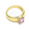 Anillo Multi Piedra 01.284.0043.09 Oro Laminado, con Rosado Zirconia Cubica, Pulido, Tono Dorado (Size 9)