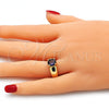 Anillo Multi Piedra 01.284.0043.1.09 Oro Laminado, con Amatista Zirconia Cubica, Pulido, Tono Dorado (Size 9)