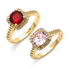 Anillo Multi Piedra 01.284.0044.1.07 Oro Laminado, con Granate Zirconia Cubica, Pulido, Tono Dorado (Size 7)