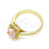 Anillo Multi Piedra 01.284.0044.08 Oro Laminado, con Rosado Zirconia Cubica, Pulido, Tono Dorado (Size 8)