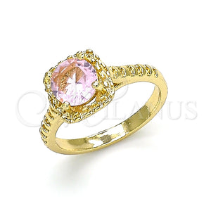 Anillo Multi Piedra 01.284.0044.08 Oro Laminado, con Rosado Zirconia Cubica, Pulido, Tono Dorado (Size 8)