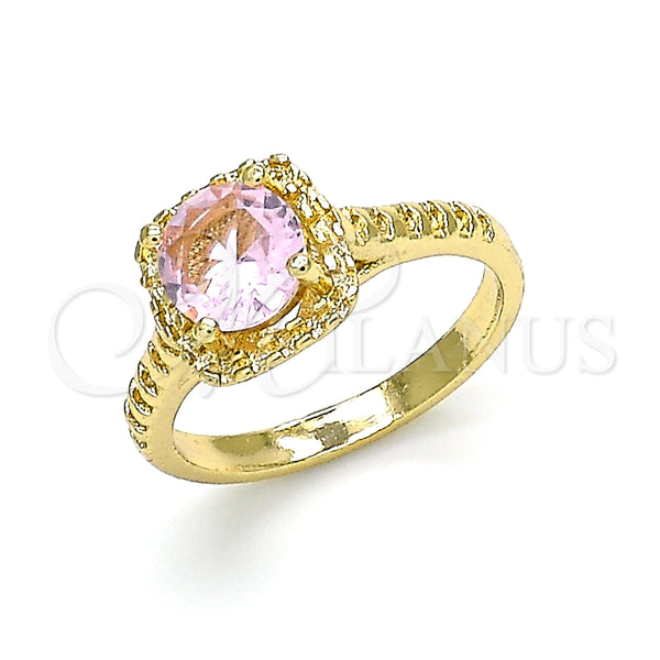 Anillo Multi Piedra 01.284.0044.08 Oro Laminado, con Rosado Zirconia Cubica, Pulido, Tono Dorado (Size 8)
