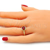 Anillo Multi Piedra 01.284.0044.1.08 Oro Laminado, con Granate Zirconia Cubica, Pulido, Tono Dorado (Size 8)
