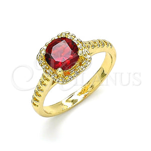 Anillo Multi Piedra 01.284.0044.1.08 Oro Laminado, con Granate Zirconia Cubica, Pulido, Tono Dorado (Size 8)