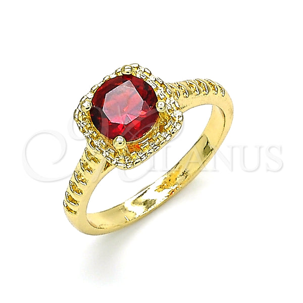 Anillo Multi Piedra 01.284.0044.1.08 Oro Laminado, con Granate Zirconia Cubica, Pulido, Tono Dorado (Size 8)