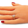 Anillo Multi Piedra 01.284.0044.09 Oro Laminado, con Rosado Zirconia Cubica, Pulido, Tono Dorado (Size 9)