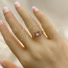 Anillo Multi Piedra 01.284.0044.09 Oro Laminado, con Rosado Zirconia Cubica, Pulido, Tono Dorado (Size 9)