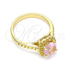 Anillo Multi Piedra 01.284.0044.09 Oro Laminado, con Rosado Zirconia Cubica, Pulido, Tono Dorado (Size 9)