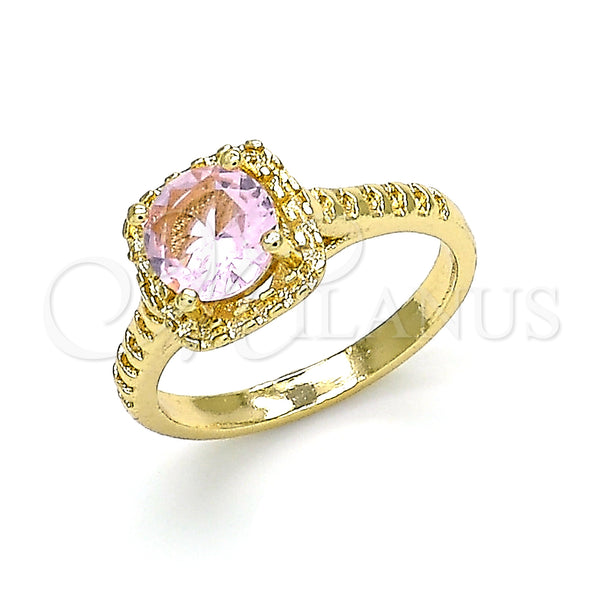 Anillo Multi Piedra 01.284.0044.09 Oro Laminado, con Rosado Zirconia Cubica, Pulido, Tono Dorado (Size 9)
