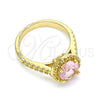 Anillo Multi Piedra 01.284.0045.06 Oro Laminado, con Rosado Zirconia Cubica, Pulido, Tono Dorado (Size 6)