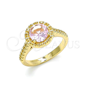 Anillo Multi Piedra 01.284.0045.06 Oro Laminado, con Rosado Zirconia Cubica, Pulido, Tono Dorado (Size 6)