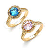 Anillo Multi Piedra 01.284.0045.06 Oro Laminado, con Rosado Zirconia Cubica, Pulido, Tono Dorado (Size 6)