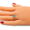 Anillo Multi Piedra 01.284.0045.1.06 Oro Laminado, con Topacio Azul Zirconia Cubica, Pulido, Tono Dorado (Size 6)