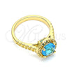 Anillo Multi Piedra 01.284.0045.1.06 Oro Laminado, con Topacio Azul Zirconia Cubica, Pulido, Tono Dorado (Size 6)