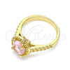 Anillo Multi Piedra 01.284.0045.08 Oro Laminado, con Rosado Zirconia Cubica, Pulido, Tono Dorado (Size 8)
