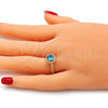 Anillo Multi Piedra 01.284.0045.1.09 Oro Laminado, con Topacio Azul Zirconia Cubica, Pulido, Tono Dorado (Size 9)