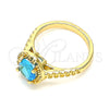 Anillo Multi Piedra 01.284.0045.1.09 Oro Laminado, con Topacio Azul Zirconia Cubica, Pulido, Tono Dorado (Size 9)
