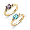 Anillo Multi Piedra 01.284.0046.06 Oro Laminado, con Amatista and Blanca Zirconia Cubica, Pulido, Tono Dorado (Size 6)
