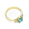 Anillo Multi Piedra 01.284.0046.1.06 Oro Laminado, con Topacio Azul and Blanca Zirconia Cubica, Pulido, Tono Dorado (Size 6)