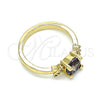 Anillo Multi Piedra 01.284.0046.07 Oro Laminado, con Amatista and Blanca Zirconia Cubica, Pulido, Tono Dorado (Size 7)
