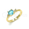 Anillo Multi Piedra 01.284.0046.1.07 Oro Laminado, con Topacio Azul and Blanca Zirconia Cubica, Pulido, Tono Dorado (Size 7)