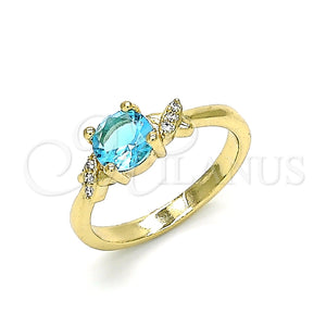 Anillo Multi Piedra 01.284.0046.1.08 Oro Laminado, con Topacio Azul and Blanca Zirconia Cubica, Pulido, Tono Dorado (Size 8)