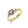 Anillo Multi Piedra 01.284.0046.09 Oro Laminado, con Amatista and Blanca Zirconia Cubica, Pulido, Tono Dorado (Size 9)