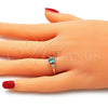 Anillo Multi Piedra 01.284.0046.1.09 Oro Laminado, con Topacio Azul and Blanca Zirconia Cubica, Pulido, Tono Dorado (Size 9)