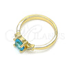 Anillo Multi Piedra 01.284.0046.1.09 Oro Laminado, con Topacio Azul and Blanca Zirconia Cubica, Pulido, Tono Dorado (Size 9)