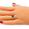Anillo Multi Piedra 01.284.0047.06 Oro Laminado, Diseño de Gota, con Verde and Blanca Zirconia Cubica, Pulido, Tono Dorado (Size 6)