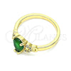 Anillo Multi Piedra 01.284.0047.06 Oro Laminado, Diseño de Gota, con Verde and Blanca Zirconia Cubica, Pulido, Tono Dorado (Size 6)