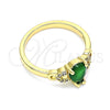 Anillo Multi Piedra 01.284.0047.07 Oro Laminado, Diseño de Gota, con Verde and Blanca Zirconia Cubica, Pulido, Tono Dorado (Size 7)