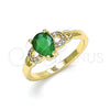 Anillo Multi Piedra 01.284.0047.08 Oro Laminado, Diseño de Gota, con Verde and Blanca Zirconia Cubica, Pulido, Tono Dorado (Size 8)