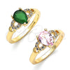 Anillo Multi Piedra 01.284.0047.09 Oro Laminado, Diseño de Gota, con Verde and Blanca Zirconia Cubica, Pulido, Tono Dorado (Size 9)