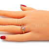Anillo Multi Piedra 01.284.0047.1.06 Oro Laminado, Diseño de Gota, con Rosado and Blanca Zirconia Cubica, Pulido, Tono Dorado (Size 6)