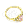 Anillo Multi Piedra 01.284.0047.1.06 Oro Laminado, Diseño de Gota, con Rosado and Blanca Zirconia Cubica, Pulido, Tono Dorado (Size 6)