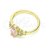 Anillo Multi Piedra 01.284.0047.1.06 Oro Laminado, Diseño de Gota, con Rosado and Blanca Zirconia Cubica, Pulido, Tono Dorado (Size 6)