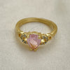 Anillo Multi Piedra 01.284.0047.1.07 Oro Laminado, Diseño de Gota, con Rosado and Blanca Zirconia Cubica, Pulido, Tono Dorado (Size 7)