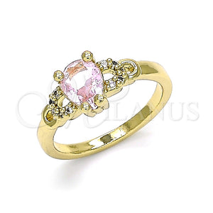 Anillo Multi Piedra 01.284.0047.1.07 Oro Laminado, Diseño de Gota, con Rosado and Blanca Zirconia Cubica, Pulido, Tono Dorado (Size 7)