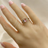 Anillo Multi Piedra 01.284.0048.06 Oro Laminado, con Rosado and Blanca Zirconia Cubica, Pulido, Tono Dorado (Size 6)