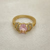 Anillo Multi Piedra 01.284.0048.07 Oro Laminado, con Rosado and Blanca Zirconia Cubica, Pulido, Tono Dorado (Size 7)