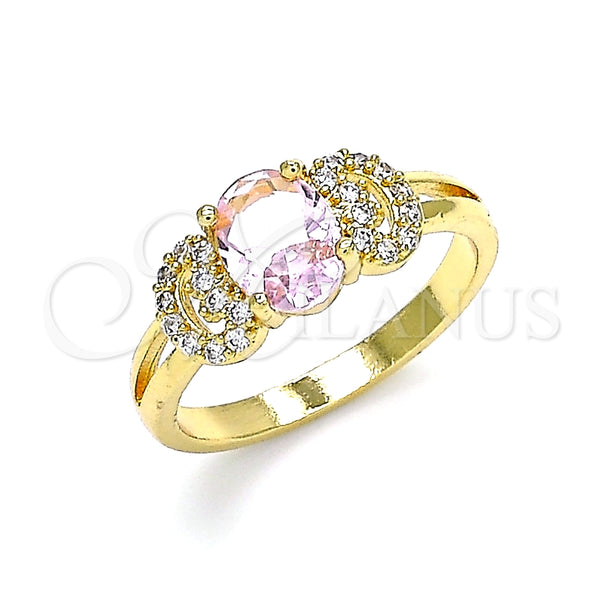 Anillo Multi Piedra 01.284.0048.07 Oro Laminado, con Rosado and Blanca Zirconia Cubica, Pulido, Tono Dorado (Size 7)