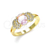 Anillo Multi Piedra 01.284.0048.09 Oro Laminado, con Rosado and Blanca Zirconia Cubica, Pulido, Tono Dorado (Size 9)