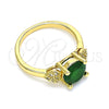 Anillo Multi Piedra 01.284.0049.1.06 Oro Laminado, Diseño de Corazón, con Verde and Blanca Zirconia Cubica, Pulido, Tono Dorado (Size 6)