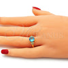 Anillo Multi Piedra 01.284.0049.08 Oro Laminado, Diseño de Corazón, con Topacio Azul and Blanca Zirconia Cubica, Pulido, Tono Dorado (Size 8)